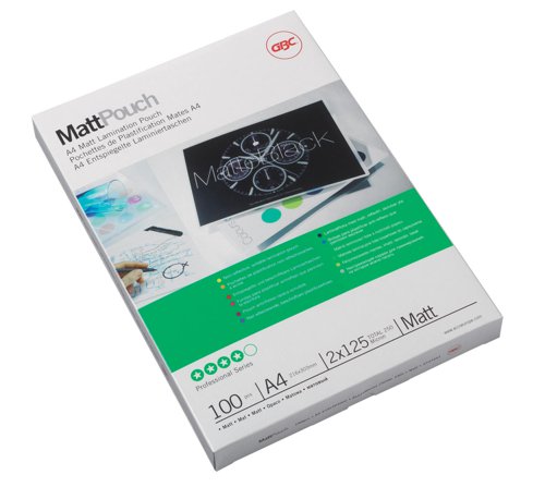 Laminating pouches are a convenient, everyday solution to protect and enhance valuable presentation pages, reference lists, product sheets, notices, photographs and certificates.125 Micron Matt/GlossA3 formatPack size: 50.