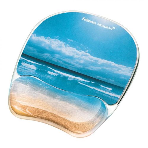 Fellowes 9179301 Sandy Beach Photo Gel Mouse Pad with Wrist Support