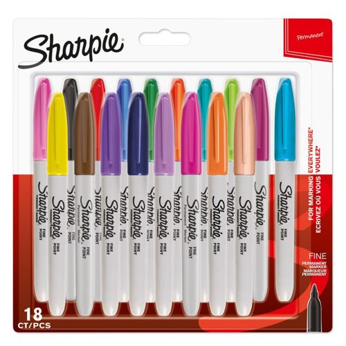 33909J | Sharpie Permanent Markers are perfect for adding a bold and permanent touch to any surface, allowing you to unleash your creativity and make a statement.These markers are designed to write on practically any surface and their vivid colors eliminate dullness. They are the original permanent marker, with iconic ink that dries quickly and resists both water and fading. While other markers fail to stand the test of time, Sharpie markers create enduring creations.With a bold fine point that makes jaw-dropping marks, Sharpie Permanent Markers empower you to express yourself with confidence.