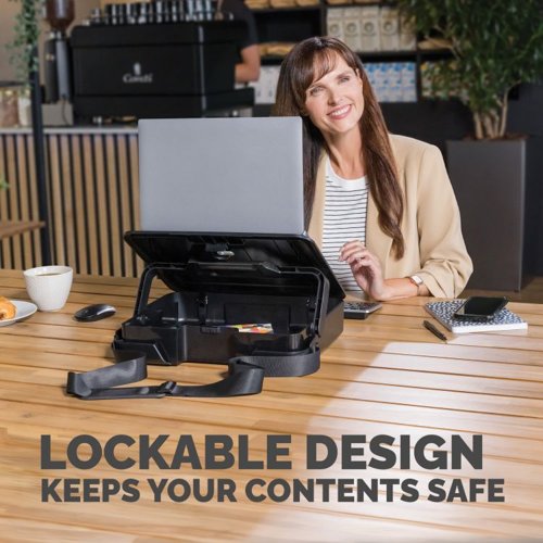 34079J | Elevate your work setup with Fellowes Breyta laptop stand carry case. Seamlessly combining a storage/carry case and a laptop riser, this innovative 2-in-1 design adapts to your on-the-go work needs.Experience ergonomic perfection with five adjustable height settings, tailoring your laptop's position for optimal viewing comfort and reducing strain during your workday. Its portable design simplifies setup, adjustment, and storage, catering to the ever-evolving demands of hybrid working.The built-in handle and optional carry strap ensure effortless transportation. Choose between black or white to match your workspace's modern design aesthetics. Enhance your workspace with the Breyta laptop stand carry case – where comfort and style come together seamlessly to elevate your productivity and well-being.This product is built to last with a 5-year extended warranty, and access to the best customer service to help with any queries.