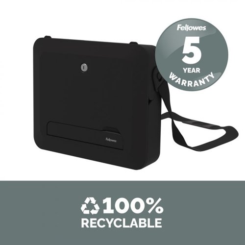 34079J | Elevate your work setup with Fellowes Breyta laptop stand carry case. Seamlessly combining a storage/carry case and a laptop riser, this innovative 2-in-1 design adapts to your on-the-go work needs.Experience ergonomic perfection with five adjustable height settings, tailoring your laptop's position for optimal viewing comfort and reducing strain during your workday. Its portable design simplifies setup, adjustment, and storage, catering to the ever-evolving demands of hybrid working.The built-in handle and optional carry strap ensure effortless transportation. Choose between black or white to match your workspace's modern design aesthetics. Enhance your workspace with the Breyta laptop stand carry case – where comfort and style come together seamlessly to elevate your productivity and well-being.This product is built to last with a 5-year extended warranty, and access to the best customer service to help with any queries.