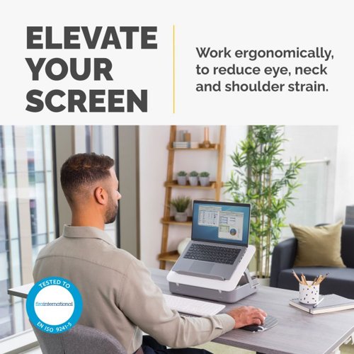 34080J | *** CLEARANCE ITEM - LIMITED STOCK AVAILABILITY AT THIS PRICE ***Elevate your work setup with Fellowes Breyta laptop stand carry case. Seamlessly combining a storage/carry case and a laptop riser, this innovative 2-in-1 design adapts to your on-the-go work needs.Experience ergonomic perfection with five adjustable height settings, tailoring your laptop's position for optimal viewing comfort and reducing strain during your workday. Its portable design simplifies setup, adjustment, and storage, catering to the ever-evolving demands of hybrid working.The built-in handle and optional carry strap ensure effortless transportation. Choose between black or white to match your workspace's modern design aesthetics. Enhance your workspace with the Breyta laptop stand carry case – where comfort and style come together seamlessly to elevate your productivity and well-being.This product is built to last with a 5-year extended warranty, and access to the best customer service to help with any queries.