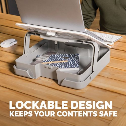 34080J | *** CLEARANCE ITEM - LIMITED STOCK AVAILABILITY AT THIS PRICE ***Elevate your work setup with Fellowes Breyta laptop stand carry case. Seamlessly combining a storage/carry case and a laptop riser, this innovative 2-in-1 design adapts to your on-the-go work needs.Experience ergonomic perfection with five adjustable height settings, tailoring your laptop's position for optimal viewing comfort and reducing strain during your workday. Its portable design simplifies setup, adjustment, and storage, catering to the ever-evolving demands of hybrid working.The built-in handle and optional carry strap ensure effortless transportation. Choose between black or white to match your workspace's modern design aesthetics. Enhance your workspace with the Breyta laptop stand carry case – where comfort and style come together seamlessly to elevate your productivity and well-being.This product is built to last with a 5-year extended warranty, and access to the best customer service to help with any queries.