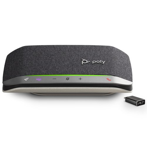 Letâ€™s face it: the audio on your laptop and smartphone arenâ€™t great. Sound like the professional you are with Poly Sync 20 USB/Bluetooth smart speakerphoneâ€”for remarkable audio anywhere. The Poly Sync 20 is Zoom certified for a seamless Zoom commuincation experience.Focus on whatâ€™s being said and help keep echo and noise out of the meeting with the smart multi-microphone array. You and your remote participants sound amazing with the high-performance speaker. A programable button puts your favorite function at your fingertipsâ€”play/pause music, last-number redial and voice assistantâ€”itâ€™s up to you. Whatâ€™s the status of a call? Youâ€™ll know even from a distance by the highly visible light bar.The internal battery is ready to go with up to 20 hours of portable use on a full charge (Charge time of 4 hours). You can even use it to charge your smartphone via USB.Includes a Carry case, Lanyard & BT600 USB Bluetooth Adaptor