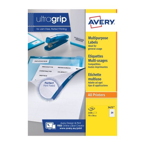 Avery 3475 Multipurpose Labels 100 sheets - 24 Labels per Sheet