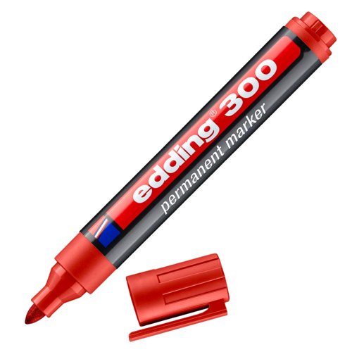 edding 300 Permanent Marker A8 Bullet Red Box of 10