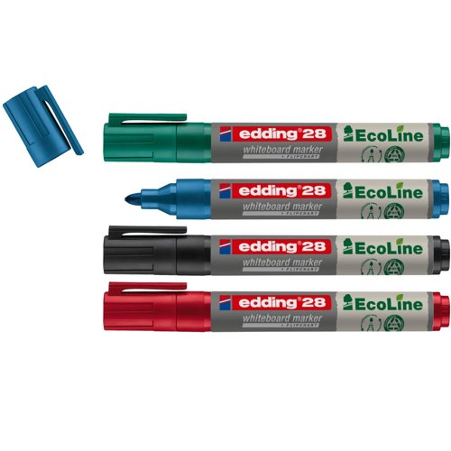 edding 28 Ecoline Whiteboard Marker Set of 4 Assorted