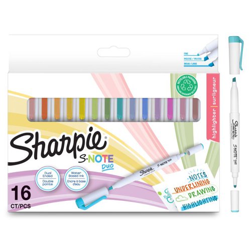 Sharpie 2182115 S-Note Duo Dual-Ended Creative Markers Pack of 16 34488J