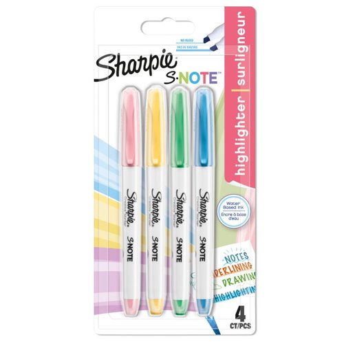Sharpie 2138234 S-Note Chisel Tip Creative Markers Pack of 4