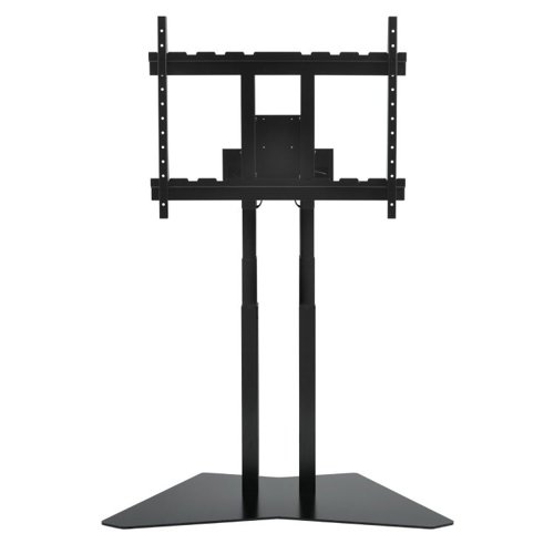 34729J | The MoTion freestanding stand is designed with ergonomics in mind, giving you the opportunity to adjust the height of your screen to your liking.The stand features an extra large floorplate, allowing you to place your touch monitor freestanding without the need for a wall-mounted column system. It is perfect for settings where mobility is not a requirement, and the installation process is simple and takes less than 10 minutes.The built-in anti-collision system offers protection to both people and objects that may come within the range of the moving screen. The stand also utilizes high-quality LINAK® lifting columns, which make height adjustments quick and effortless.The cable compartment conceals messy cables and multi sockets, resulting in a neat and tidy setup. Its contemporary design fits perfectly in any modern office or classroom, and it is a completely freestanding mounting solution.