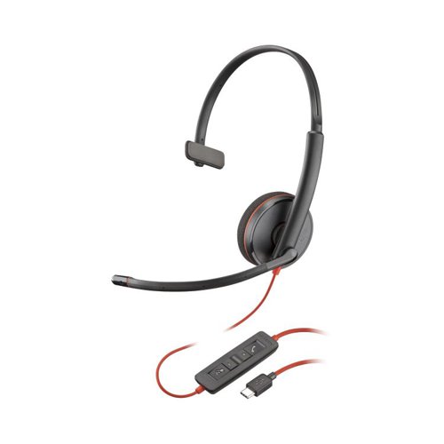 HP Poly Blackwire C3210 USB-A and USB-C Monaural Headset