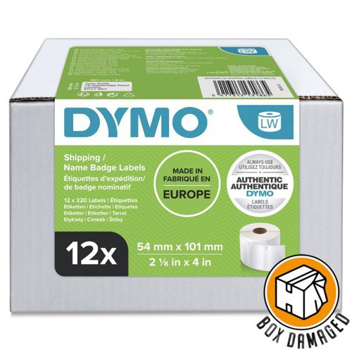 Dymo 99014 12 Rolls LabelWriter Shipping Labels 101 x 54mm - BOX DAMAGED