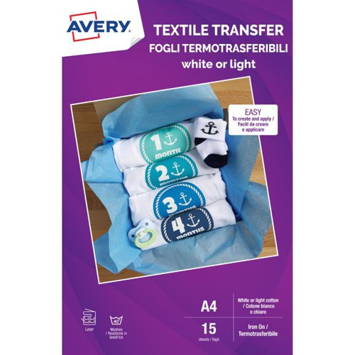 Avery MD1004 210 x 297mm Textile Transfer Paper 15 Sheets