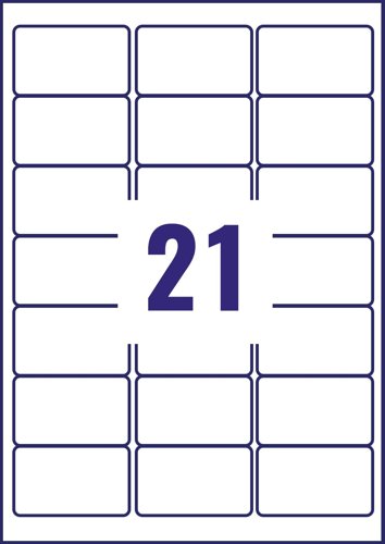 Avery MP7160-40 63.5 x 38.1mm Permanent Multipurpose Labels 40 Sheets - 21 Labels per sheet