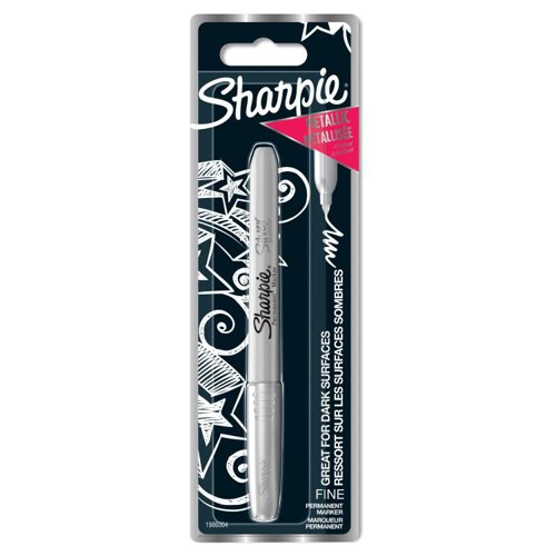 Sharpie Permanent Marker Pack of 12 single Metallic Silver Fine Permanent Markers