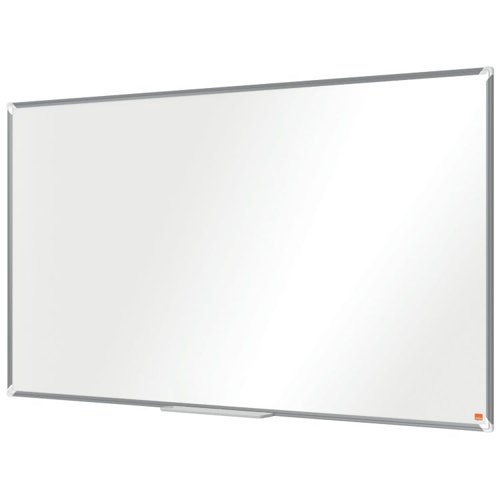 35404J | This modern widescreen magnetic whiteboard, with its sleek aluminium trim and stylish corner caps, is the perfect addition to any office, school, or home workspace. Its painted steel surface offers increased erasability which is less prone to ghost marks, stains and resistant to scratches and dents, making it ideal for moderate use.This large whiteboard has a smooth surface that enhances writing, ensuring clear, bold and stand out communication for effective collaboration. Designed with a concealed traditional through corner-mount system, it can be easily installed in either landscape or portrait orientation. The wall mounted whiteboard is magnetic, allowing for easy attachment of notes, photos, and key information and includes a large clip on accessories tray for the storage of whiteboard pens and whiteboard magnets. Our Premium Plus Whiteboards proudly carry the globally respected EU Ecolabel, recognising environmental excellence and ensuring reduced impact throughout the product life cycle.Whiteboard size: 1550x870mm