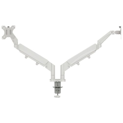 Leitz Ergo Space Saving Dual Monitor Arm Light Grey Laptop / Monitor Risers 35705J Active Group  | Business Supplies. Workwear. Furniture. Promotional Merchandise. Business Technology