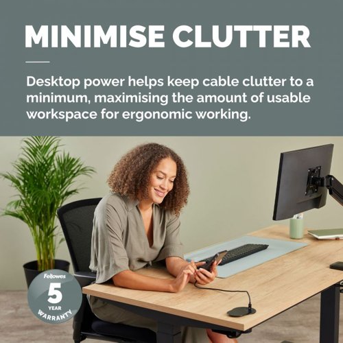 Fellowes Power Spot with 1 x Power Socket & 1 USB C Black