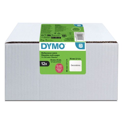 DYMO 99015 LabelWriter Multi-Purpose Labels 54 mm x 70 mm Pack of 12 Rolls