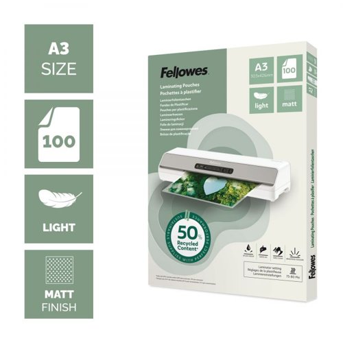 Fellowes Recycled A3 Matt Lam Pouch 100pk