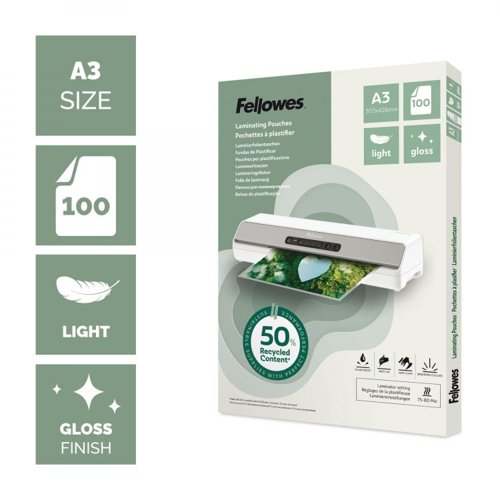 Fellowes Recycled A3 Gloss Lam Pouch 100pk