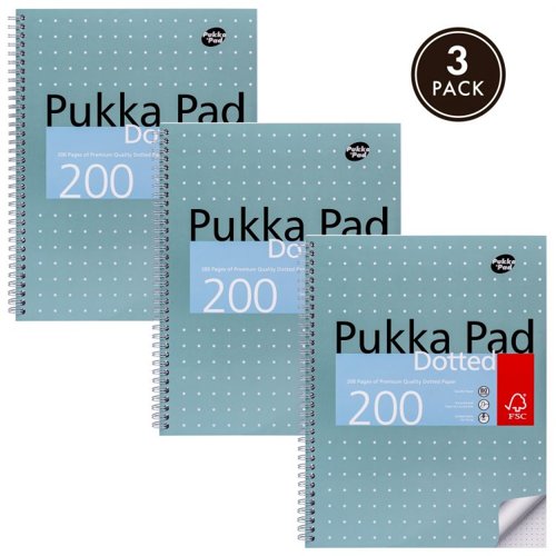Pukka A4 Metallic Dotted Notepad FSC Mix (Pack of 3) Notebooks 35968J Active Group  | Business Supplies. Workwear. Furniture. Promotional Merchandise. Business Technology