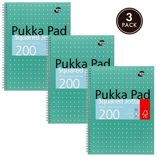 Pukka Metallic A4 Jotta (Squared) FSC Mix (Pack of 3)