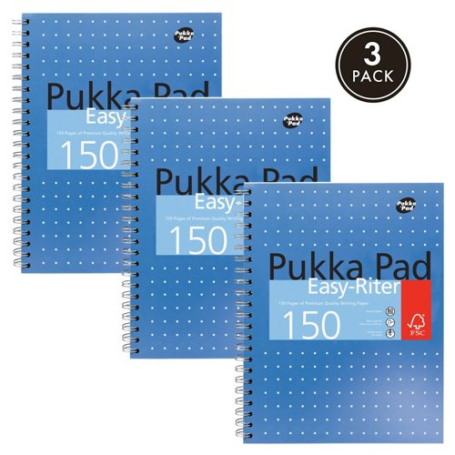 Pukka A4 Metallic Easy-Riter Pad FSC Mix (Pack of 3)