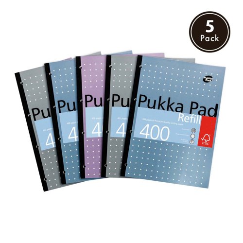 Pukka A4 400 Page Refill Pad FSC Mix (Pack of 5)