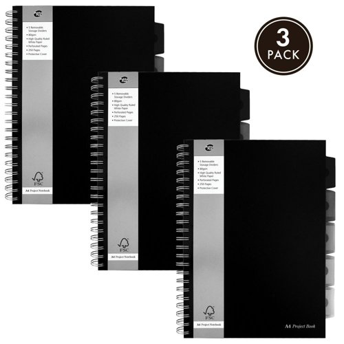 Pukka A4 Black Range Project Book FSC Mix (Pack of 3)