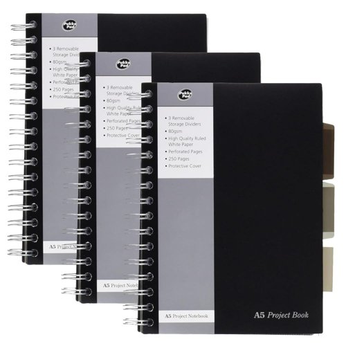 Pukka A5 Black Range Project Book FSC Mix (Pack of 3)