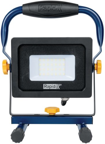 36035J | The LED work light, The Painter, offers a bright light output of 2000 lumens, effectively illuminating your work surface. Its frosted glass design minimises glare, ensuring a more comfortable viewing experience.With a colour temperature of 6000 Kelvin, this lamp is perfect for painting and wallpapering, as it helps you see how colours appear in natural light. The adjustable lamp housing allows you to direct the light exactly where you need it, making it an essential tool for these tasks.This heavy-duty flood light is easy to move around and can also be mounted on a tripod (not included). With an IP65 rating, The Painter is fully dustproof and protected against water spray from all directions, making it suitable for both indoor and outdoor use.The compact design of the lamp allows for easy storage when the stand is disassembled. The Painter's features also make it ideal for other renovation projects.