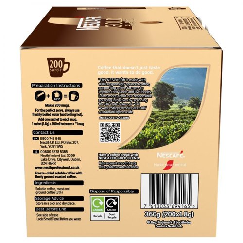 NESCAFE Gold Blend Coffee 200 Sachets