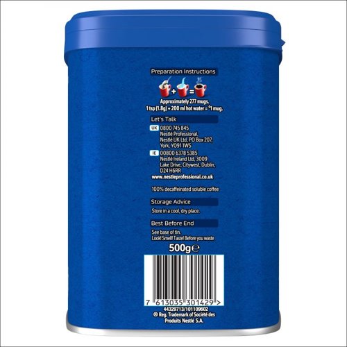 NESCAFE Original Decaf Coffee 500g Tin