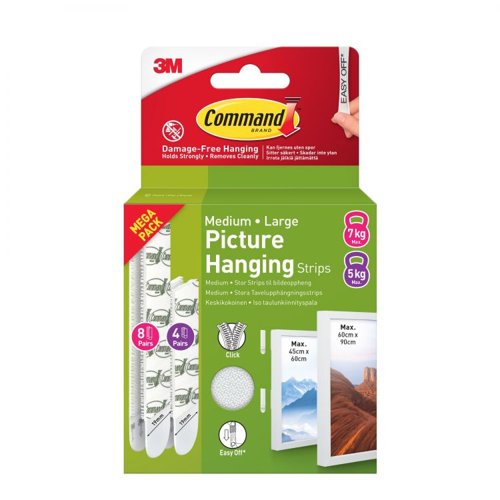 Command Picture Hanging Strips White Medium and Large Value Pack Adhesive Pads & Tack 36174J Active Group  | Business Supplies. Workwear. Furniture. Promotional Merchandise. Business Technology