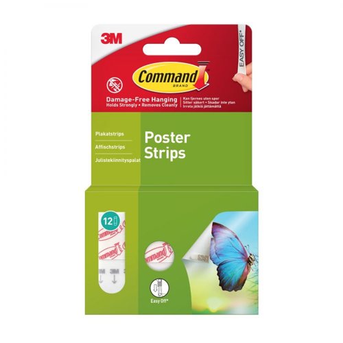 Command Pack of 12 Small Poster Strips White Adhesive Pads & Tack 36175J Active Group  | Business Supplies. Workwear. Furniture. Promotional Merchandise. Business Technology