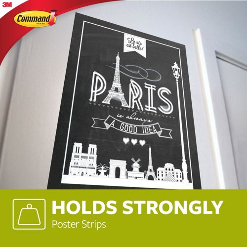 Command Pack of 48 Small Poster Strips Value Pack White