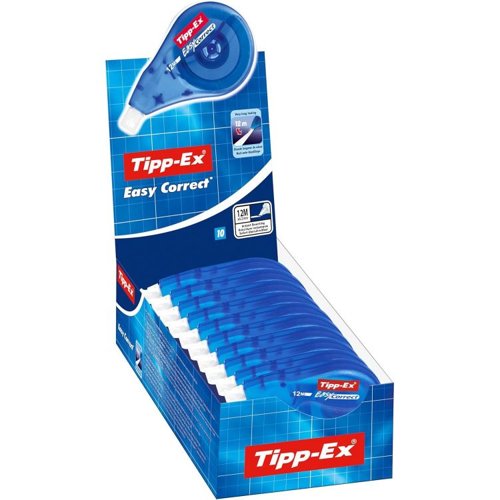 Tipp-Ex Pack of 10 EasyCorrect Correction Tape Roller 4.2mmx12m Correction Media 36281J Active Group  | Business Supplies. Workwear. Furniture. Promotional Merchandise. Business Technology