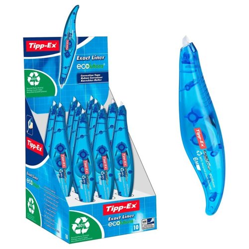 Tipp-Ex Pack of 10 Ecolutions Exact Liner Correction Tape Roller 5mmx6m Correction Media 36282J Active Group  | Business Supplies. Workwear. Furniture. Promotional Merchandise. Business Technology
