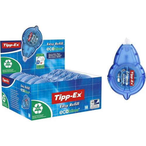 Tipp-ex Pack of 10 Ecolutions Easy Refill Correction Tape Roller 5mmx14m Correction Media 36283J Active Group  | Business Supplies. Workwear. Furniture. Promotional Merchandise. Business Technology