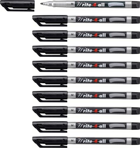 STABILO Write-4-all Permanent Marker Pen Medium Pack of 10 Black