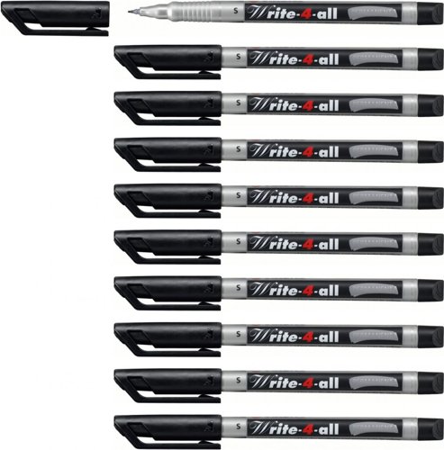 STABILO Write-4-all Permanent Marker Pen Superfine Pack of 10 Black