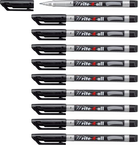 STABILO Write-4-all Permanent Marker Pen Fine Pack of 10 Black