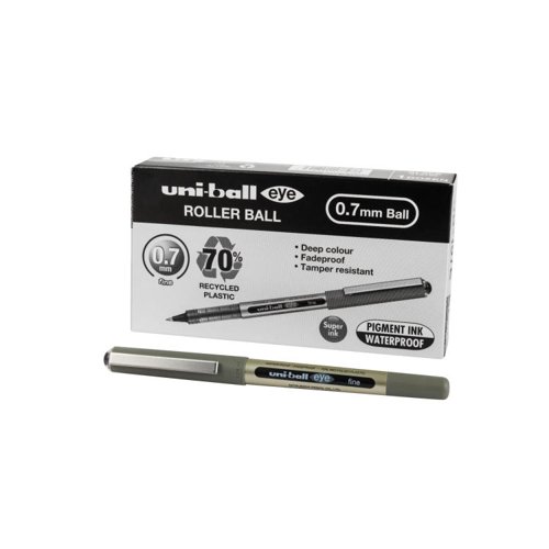 uni-ball Eye 12 Pack Black Medium Rollerball Pen 0.7mm Nib