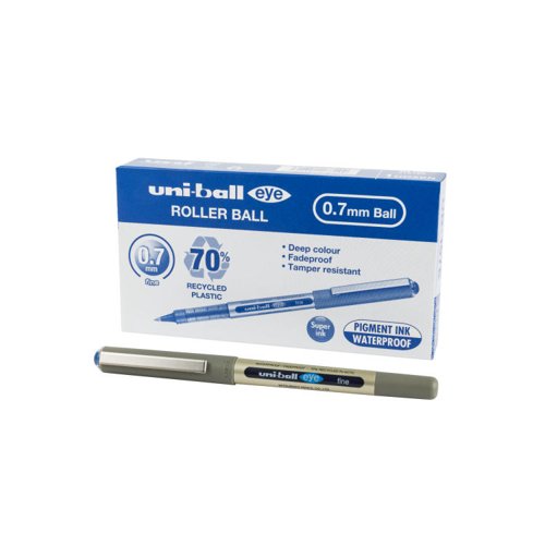 uni-ball Eye 12 Pack Blue Medium Rollerball Pen 0.7mm Nib