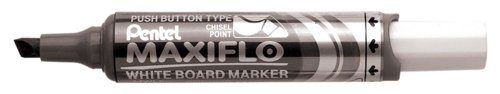 Pentel Maxiflo 12 Pack Black Whiteboard Marker Chisel Tip 1.5-6.2mm Line