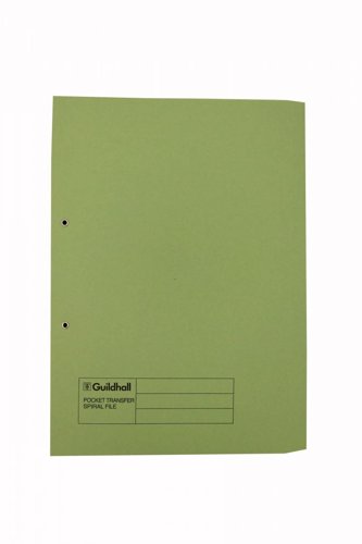 Exacompta Guildhall Pocket Transfer Spring File Green Pack of 25