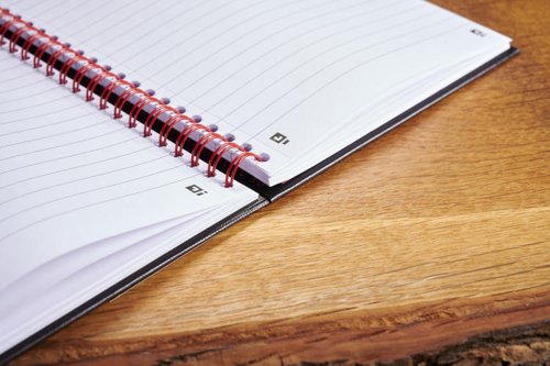 Black n` Red Wirebound Recycled Ruled Hardback Notebook A5 Pack of 5