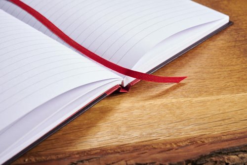 Black n` Red Casebound Ruled Recycled Hardback Notebook A5 Pack of 5