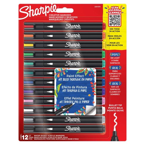 Sharpie Creative Marker Acrylic Paint Bullet Tip Pack of 12
